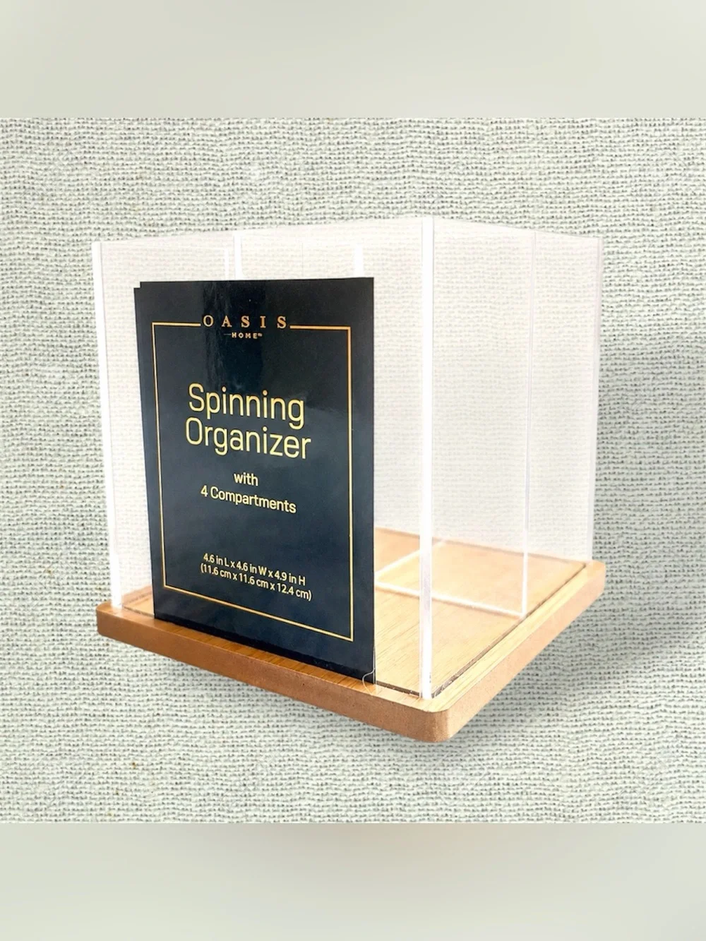 NEW Acrylic 360° Spinning Organizer Bamboo Base
